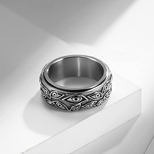 Stainless Steel Eye of God Rotating Band Ring Fidget Rings Anxiety Ring for Stress Relieving Evil Eye Spinning Jewelry for Men2