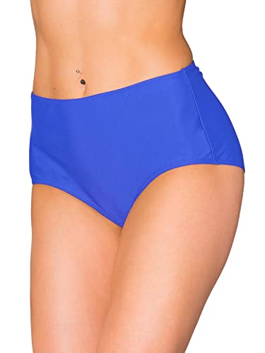 Aquarti Bikinihose Damen mit Hohem Bund – Klassische Bikinihosen für Damen in Großen Größen, Farbe: Kornblumenblau, Größe: 44