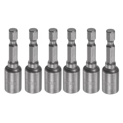 Image of RUIAN 7mm Hex Power Socket 1 /4 Inch Hex Shank Nut Driver Bit Set, 65mm Long Chrome Vanadium Steel Drill Bit Socket Adapter for Electrician Tools, 6-Pack