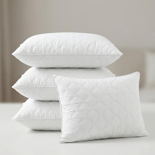 Image of AYKA Microfiber Cushion Filler Set of 4 (12x18 Inch) | Soft & Fluffy Sofa Cushions Inserts | Premium Polyester Fiber Throw Pillows for Sofa, Couch, Bed & Living Room Decor | White