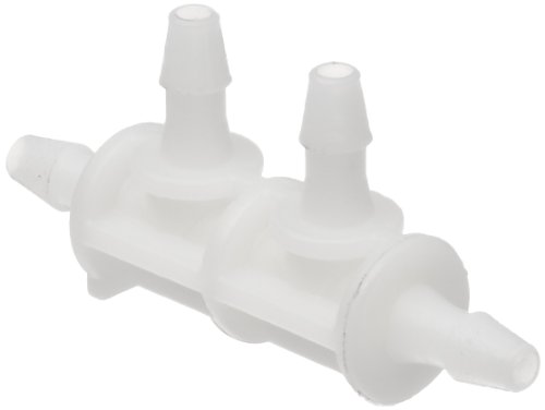 Value Plastics 4PLL210-1 White Nylon Manifold, 200 Series Barbed Four Port Double Elbow, 1/16