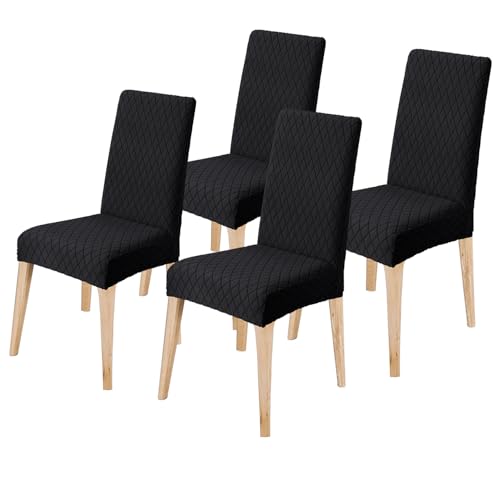 LANSHENG Dining Chair Covers Set of 4 Black