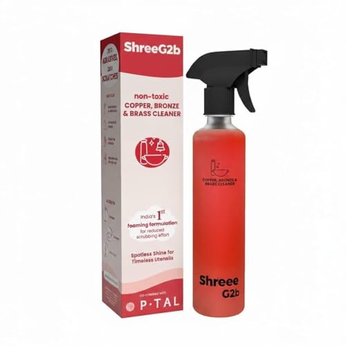 Image of Copper, Bronze & Brass Cleaner Spray | 500 ML | zero Abrasives, zero Scratches | Non-Toxic, Plant Based | Suitable for Drinkware, Cookware, Idols & Diyas | Co- Created with P-TAL (1 Pack)