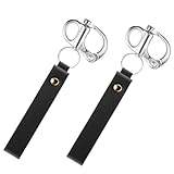 シャックル 2個セット スナップシャックル 固定スナップシャックル 316 ステンレス鋼 360°回転クイックリリーススナップフック 消防士用レザーハンドル付き