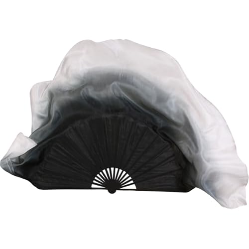 Éventail de danse en soie 86cm biface fluide pour danse du ventre et Yangko