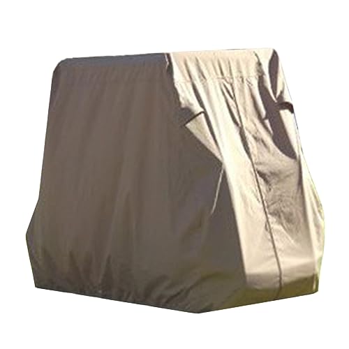 Scott Edward Golf Cart Cover 400D Waterproof Windproof Sunproof Outdoor All-Weather Polyester Full Golf Cart Cover Fits EZGO, Club Car, Yamaha, 2/4 Passenger Golf Cart, Black/Taupe