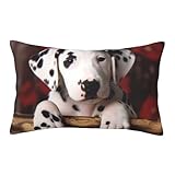 Velvet Pillow Cases Queen Size 16'x24', Luxury Ultra Soft Fuzzy Pillowcases, Dalmatian Puppy Pillow Covers with Zipper, Cozy Warmth and No Shedding, Decorative Pillow Shams