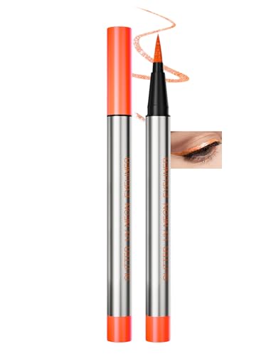 Erinde Orange Liquid Eyeliner, Wasserfest UV Neon Orange Eyeliner, Langanhaltend und Hochpigmentiert, Wischfester Bunter Neon-Look, Ultra Feine Spitze, Für Alltag Und Festliche Anlässe #04