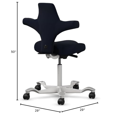 Image of HAG Capisco Sit to Stand Chair-Silver Frame-Upholstered Midnight Black