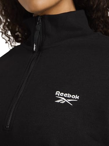 Reebok Women’s Classic Half-Zip Sweatshirt, Standard Fit, Midweight Cotton-Poly Fleece Fabric, Black, X-Large - image 4