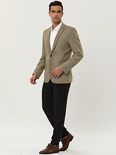 Lars Amadeus Men's Casual Plaid Sports Coat Notched Lapel One Button Houndstooth Blazer4