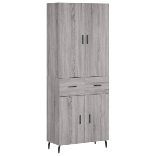 vidaXL Highboard, Sideboard for Bedroom Living Room, Cupboard with Doors and Shelves, Side Cabinet, Modern Style, Grey Sonoma Engineered Wood