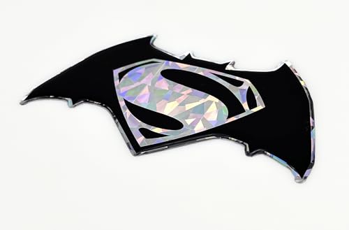 Image of Elektroplate Batman v Superman Reflective Car Decal Red Oversized 8.5 inch | Officially Licensed DC Comics - Weatherproof Automotive Grade Domed Sticker for Water Bottle, Laptop & More - Made in the USA