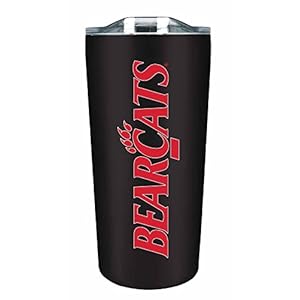 Campus Colors NCAA Stainless Steel Tumbler perfect for Gameday – 18 oz – Double Walled – Keeps Drinks Perfectly Insulated (Cincinnati Bearcats – Black)