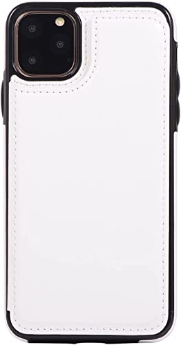 Étui en cuir PU SCHIK pour iPhone 11 avec fentes de cartes et clapet durable couleur blanc