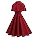 1950s Vintage Cocktail Dresses for Women Wedding Guest Church Modest Party Prom Dress with Shrug Peter Pan Collar Retro 50s Style Dresses for Women Formal Dance Homecoming Rockabilly Dress Red L