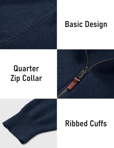 Image of MAGCOMSEN Men's Quarter Zip Pullover Lightweight Mock Neck Polo Sweater Long Sleeve Warm Fall Winter Pullover Sweaters