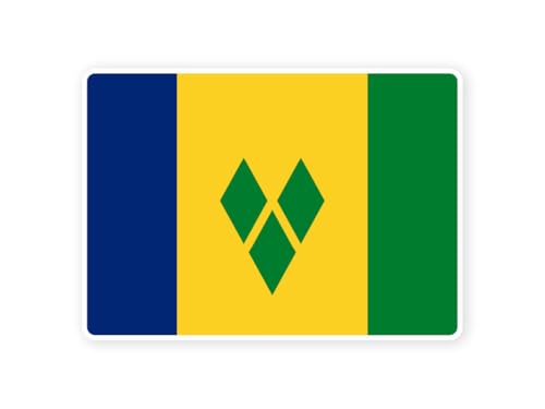 Sticker drapeau SAINT VINCENT ET GRENADINES vincentais grenadins 10cm(S) - 28cm(XL) autocollant bord blanc (taille S : 10cm x 7cm)