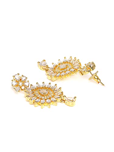 Silver-Toned Plated CZ & AD Studded Handcrafted Jewellery Set