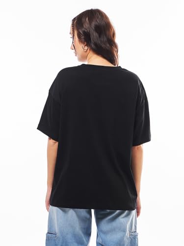 Image of Bewakoof Women's Cotton Oversized Fit Half Sleeve Round Neck T-Shirt | Casual wear | Streetwear | Oversized Tshirt for Woman Cotton| Baggy