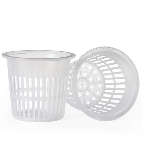 5 inch Clear Orchid Net Pots Heavy Duty Round Cups Wide Rim Design • Aquaponics • Aquaculture • Hydroponics Slotted Mesh (Cz All Star 10 Clear Pots)