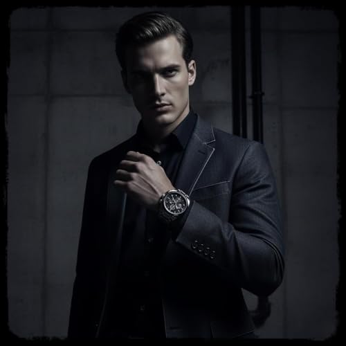 AMERICANVIBER Men's Silver and Black Two-Tone Watch - Image 2