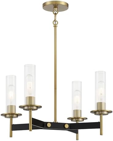 Minka Lavery 2544-726 Baldwin Park Chandelier, 4-Light, 240 Total Watts, 18-in H x 11.5-in W, Coal Black and Soft Brass