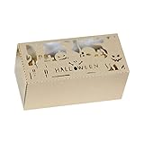 Wr Caja de chocolate de papel hueca, 100 piezas, letras de Halloween, gato, calavera, castillo de calabaza, regalo de bricolaje, contenedor de caramelos, decoración de fiesta