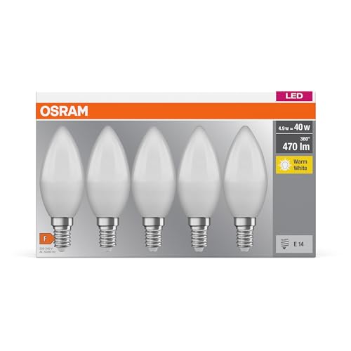 Osram LED BASE Classic B40, matte Filament LED-Lampen aus Glas für E14 Sockel, Kerzenform, Warmweiß (2700K), 806 Lumen… – Ansicht 5