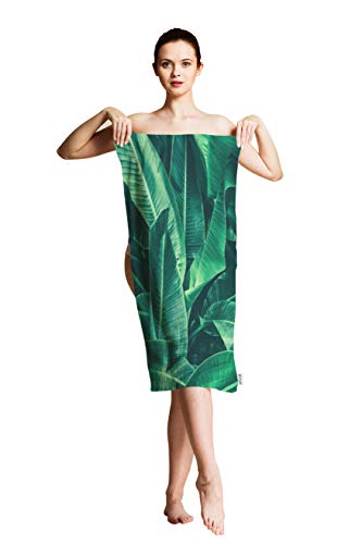 Ofloral Green Banana Leaves Hand Towels Cotton Washcloths,Tropical Leaf Large Palm Foliage Nature Dark Green Super-Absorbent Soft Towels For Bath Yoga/Golf/Face Towel For Men/Women/Girl/Boy 15X30Inch #TOP6