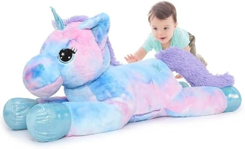 MorisMos Peluche Unicornio Niña Grande, 80 cm Bluey Unicornio Gigante, XXL Arcoiris Unicornio Peluche Grande, Kawaii Suave Animales de Peluche Regalos para Niños Novias Navidad 31.5inch
