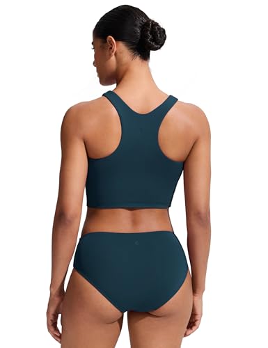 Image of CRZ YOGA Racerback Crop Bikini Tops | Built-in Pads, A-D Cup, High Neck, Swim, Bathing Suit Tank for Women