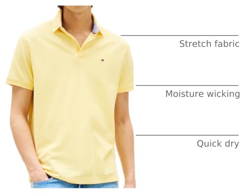 Image of Tommy Hilfiger Men's Short Sleeve Moisture Wicking Stretch Polo Shirt With Quick Dry + Uv Protection