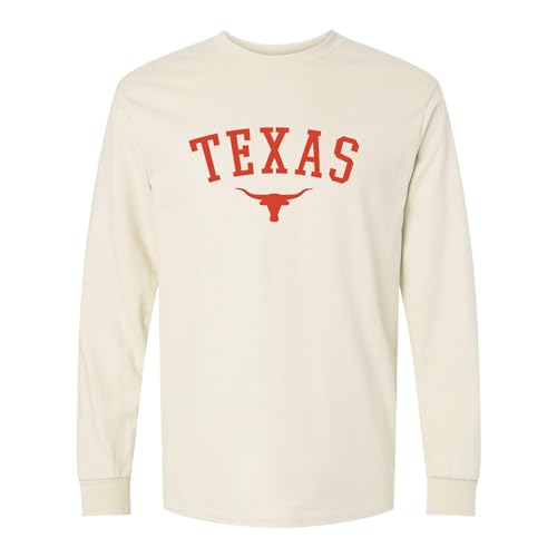Texas Long Sleeve T-Shirt for Men Women Unisex 100% Cotton Texas State Pride Graphic Tee Standard Fit Long Sleeve Top - X-Large - Natural