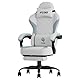 PZDO Bürostuhl ergonomisch, Schreibtischstuhl mit Fußstütze und Technischer Stoff, Ergonomischer Bürostuhl mit Lendenwirbelstütze, Gaming Stuhl Sessel, Office Chair, 150kg, Erwachsene, Grau