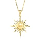 Ross-Simons Italian 18kt Gold Over Sterling Sun Pendant Necklace. 18 inches