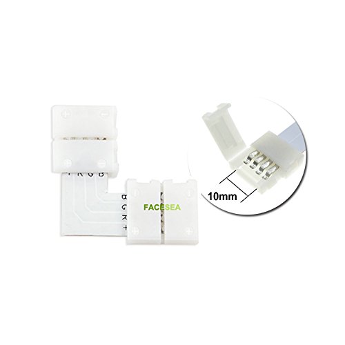 Wiring Connecting Terminals - 100sets/lot Solderless L Shape 90 Degree Corner 10mm PCB 4pin RGB LED Connectors with Clips for 12V 5050 LED Strip