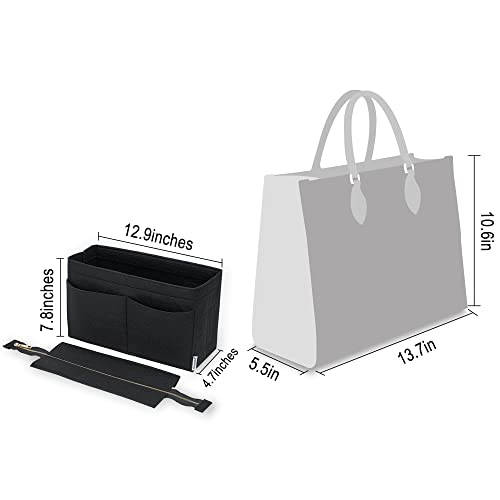 Vercord Felt Purse Organizer Insert Onthego 35 Handbag Tote Bag Organizer Bag in Bag with Removable Zipper