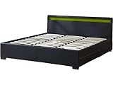  Habitat et Jardin - Lit Double LED Nico en Simili Noir avec 4 Tiroirs de Rangements Intégrés 180 x 200 cm  Cadre de Lit 2 Places  Sommier à Lattes et Tête de Lit LED Inclus