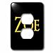3dRose Zoe favored girl baby name in the USA. Yellow on black... - Light Switch Covers (lsp-376995-6)