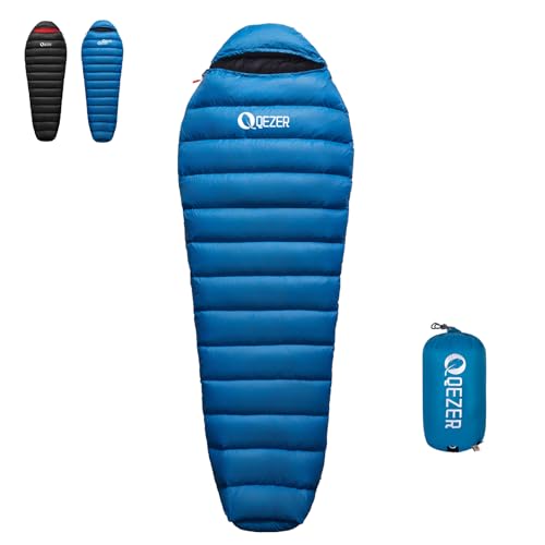 QEZER Daunenschlafsack für Erwachsene and Kind, leichte Winter...