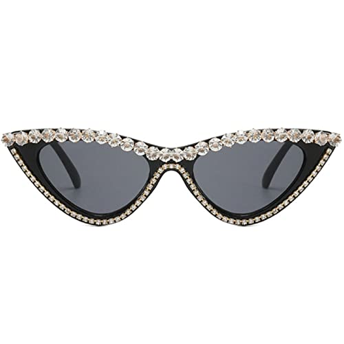 mincl/ Bling Sunglasses Crystal Rhinestone Shades Retro Half Rim Women Cat Eyewear