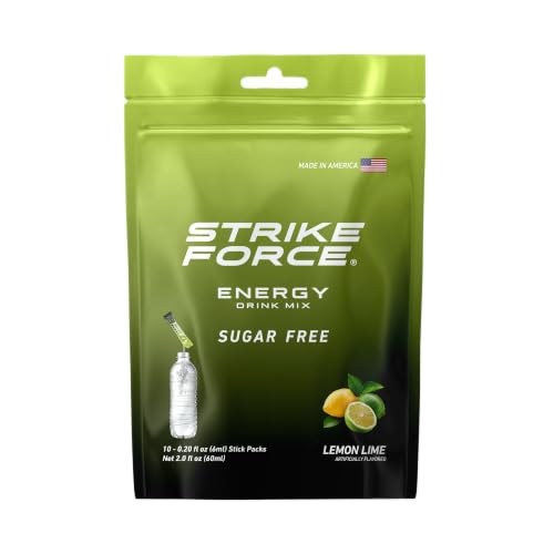 Image of Strike Force Energy Drink Mix - Grape Flavor - Natural Tasting Caffeine Drink - Turn Any Drink into a Healthy Energy Drink - Zero Calories, Keto Friendly, Sugar Free, Pre Workout (10 Count, Lemon Lime)