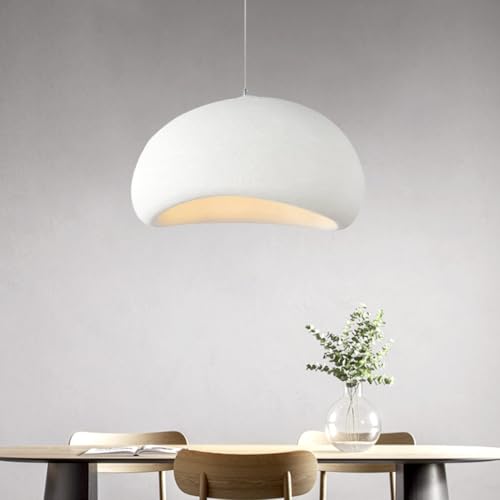 Suspension Wabi-Sabi Créatif Lampe À Suspension Moderne E27 Lustre De Table À Manger Abat-jour Imitation Pierre Forme De Nid D'oiseau Pour Salle À Manger...