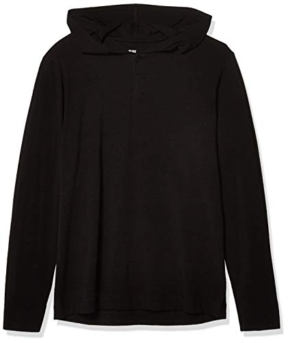 PAIGE Men's Logan Hooded Henley, Black, M