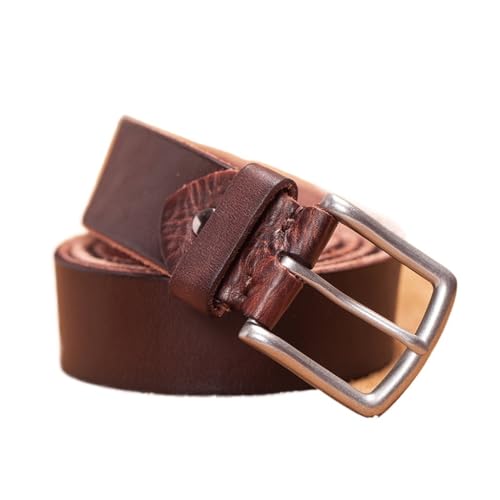 JSEIAJB Men's Leather Belt Cowhide Casual Leather Buckle Belt Retro Belt(120cm)