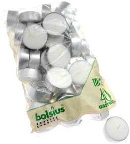 Bolsius 10 Hour Maxi Tea Lights - 40 Pack (White) 1 x Bag of 40