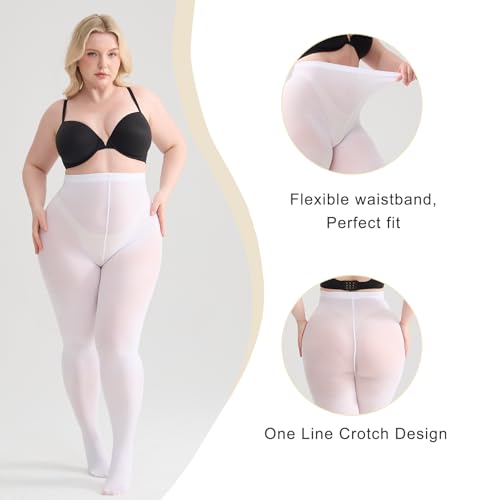 Image of Women's Plus Size Tights High Waist Sheer Semi Opaque Ultra-Soft Pantyhose XL, 2XL, 3XL, 4XL