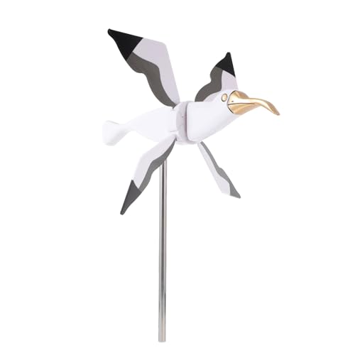 Yardwe Seagull Windmill Garden Sculpture Outdoor Bird Shape Wind Spinner Yard Decoration Holiday Patio Ornament