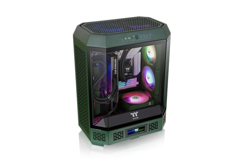 Thermaltake The Tower 600 | E‑ATX Mid‑Tower Gehäuse | 3‑Seiten‑Tempered‑Glass | Vertikales Design | Unterstützt ATX/ATX Mainboards | Kompatibel mit 420‑mm‑Radiatoren & High‑End‑GPUs | Racing Green